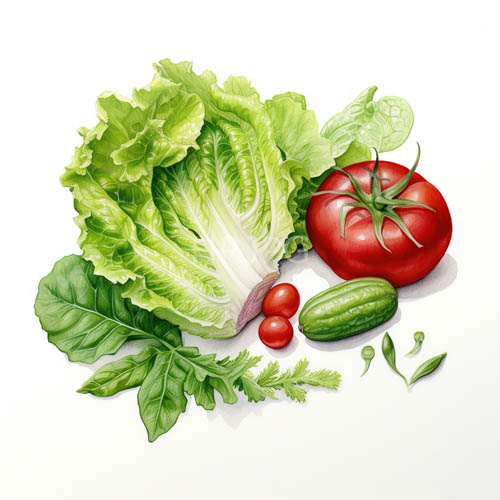 oversized heirloom tomatoes entwined with delicate foliage against white backdrop