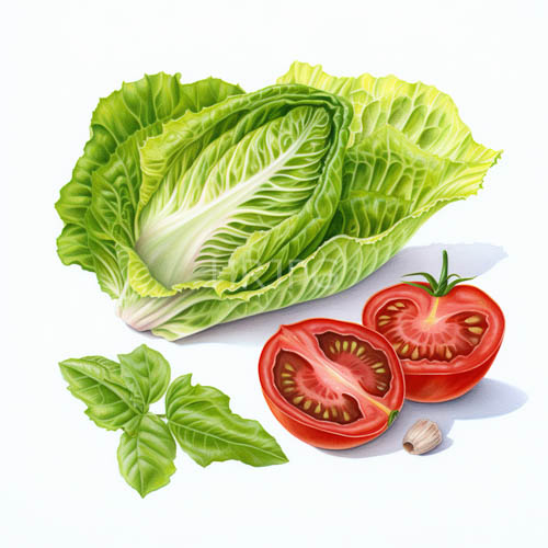 High Resolution: Farmfresh Produce Composition with Red Tomatoes and Green Cabbage on White Background download. | HRJPG.com
