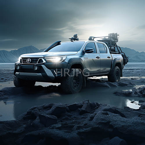 silver toyota pickup truck conquers rocky terrain with rugged overland readiness