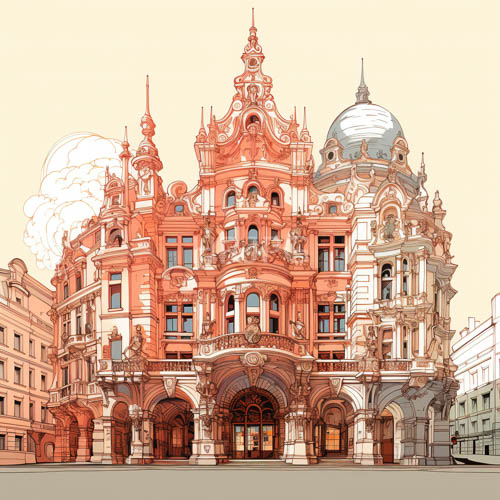 High Resolution: Baroque Revival Architecture Ornamentation Rendering Facades Symmetry Domes Spires download. | HRJPG.com