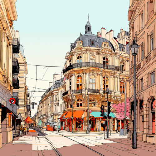 european street architecture features ornate fa ades with wrought iron balconies in earthy beige tones amidst classical design