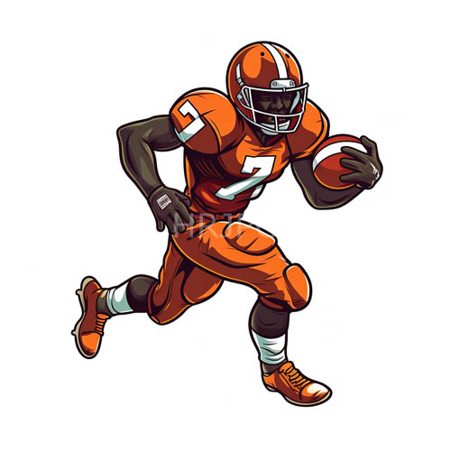 High Resolution: Football Player in Orange Uniform Makes Striking Move to Right Side with Cleats and Socks download. | HRJPG.com