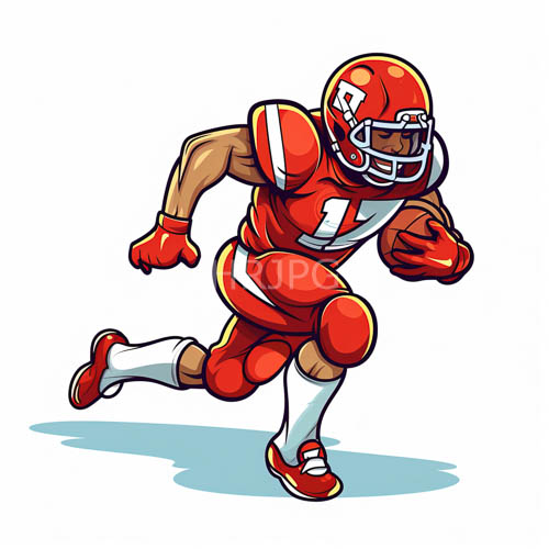 muscular physique dominates of american football player in motion