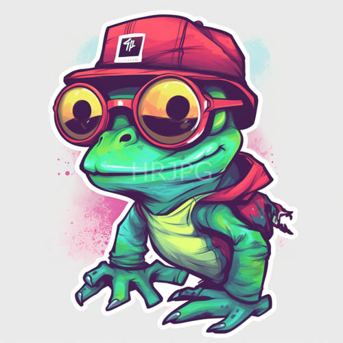 vibrant frog mascot emerges with electric green skin and whimsical quirkiness in urban setting