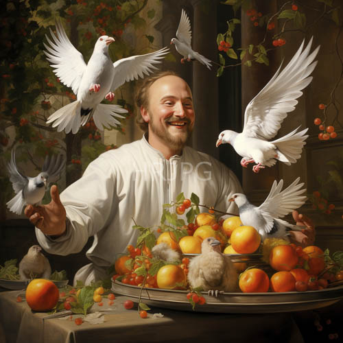 fruitful harmony amidst verdant vines and luscious apples
