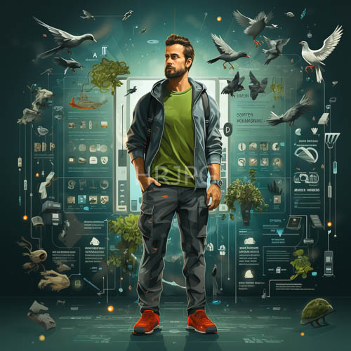 urban ecofusion aesthetic with modern style and nature motifs