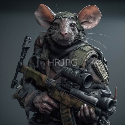 anthropomorphic rat soldier tactical sniper in rugged scifi environments