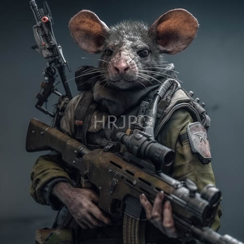 High Resolution: Muted BlueGray Background Focal Point Rat Soldier Military Character Concept Design download. | HRJPG.com