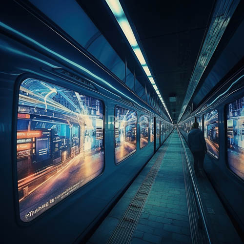 neon cityscapes unfurl amidst abandoned stations and steel infrastructure