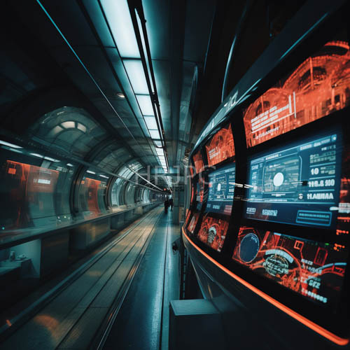 metallic architecture transcends into futuristic subway station atmosphere