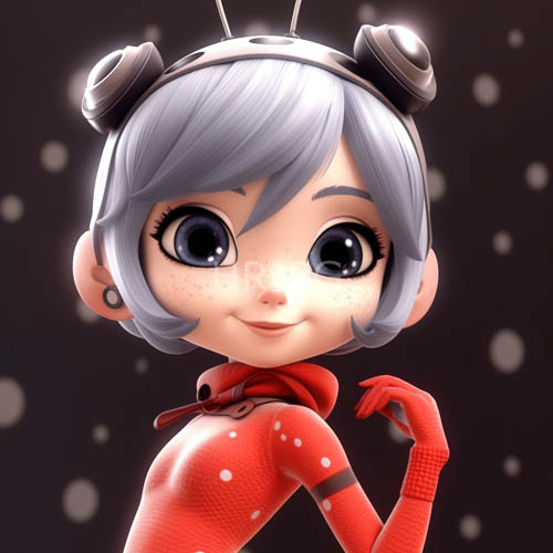 animestyle character with red gloves and metallic antennaelike devices in a