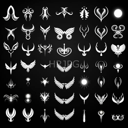 tribalinspired ink designs in stark black grid of thirty distinct motifs