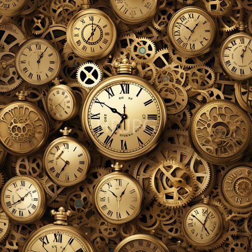 mechanical horology composition centers vintage clockwork timepieces amidst mysterious dark backdrop