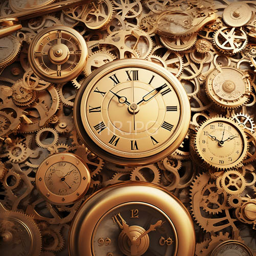 vintagestyle clockwork assembly with intricate brass gears and metallic background