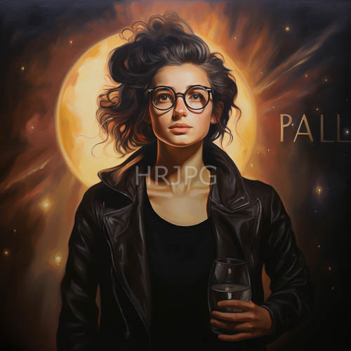 moody orange hues frame darkhaired woman in rugged leather jacket silhouette