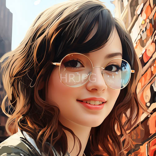 urban of asian girl amidst vibrant cityscape graffiti