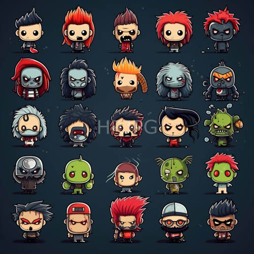 High Resolution: Marvel Heroes Transformed into Chibi Characters in Starry Dark Blue Void Environments download. | HRJPG.com