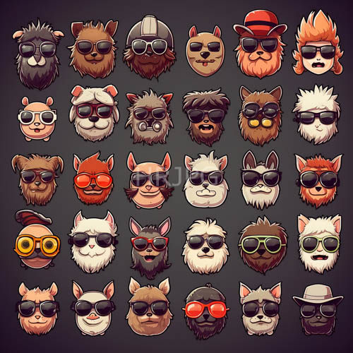 anthropomorphic animal heads in muted ivory and rich mahogany sunglasses gradient
