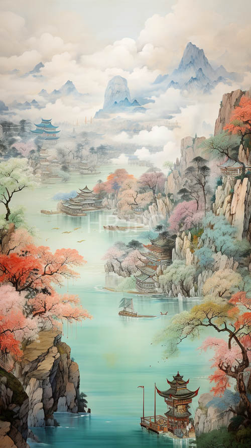 traditional chinese artistry meets timeless serene wilderness landscape celebration