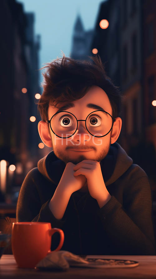 modern anxiety sets in a young man in a narrow alleyway at evening