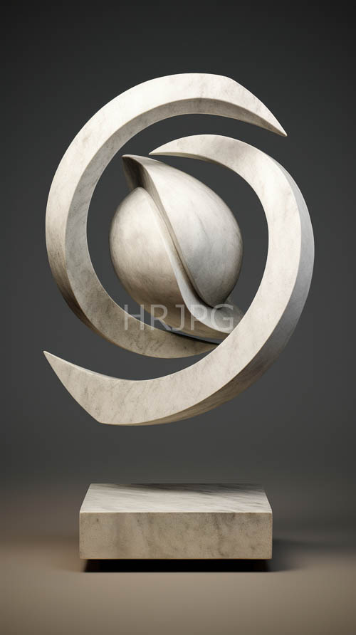 High Resolution: Minimalist Marble Sculpture with Metallic Forms and Tactile Textures in Luxury Spaces download. | HRJPG.com