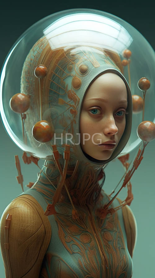 High Resolution: Pale skin surfaces yield to exposed cybernetic components and metallic plates download. | HRJPG.com
