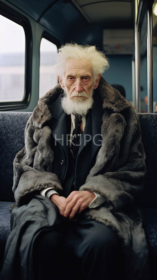 elderly gentleman embodies timeless dignity amidst city transit