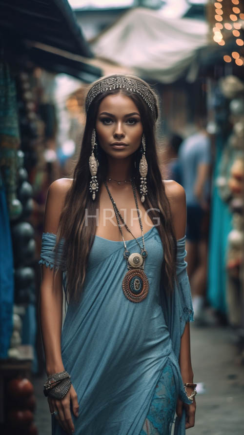 nighttime market scenes featuring long flowing brown hair and delicate textures