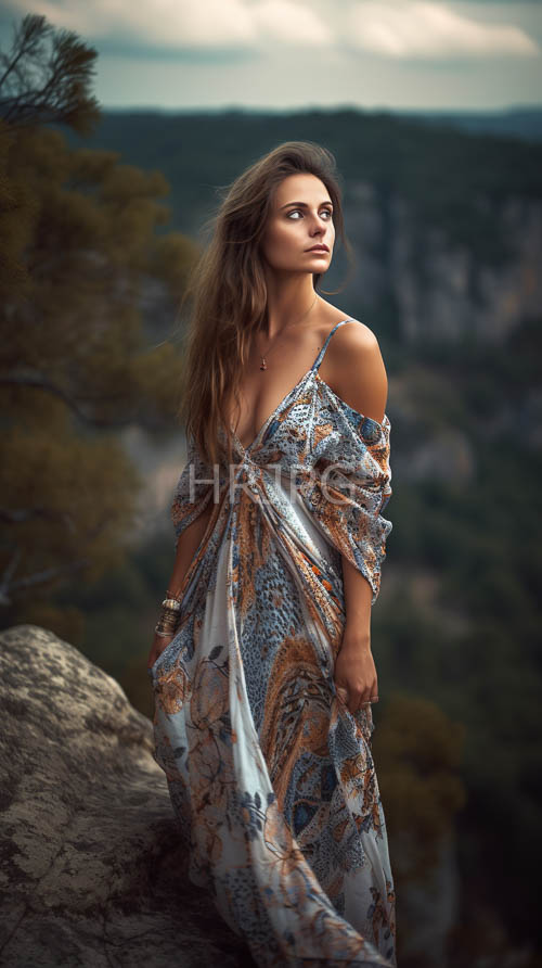 blue gray patterned textiles overlay foggy highland mountain landscape contours