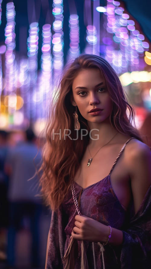 nighttime cityscape elegance embodied through moody urban fashion portrayal