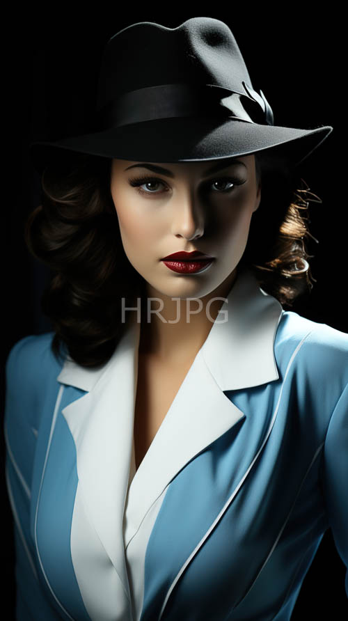 vintageinspired portraits of fairskinned women with dark wavy hair in classic midcentury glamour settings