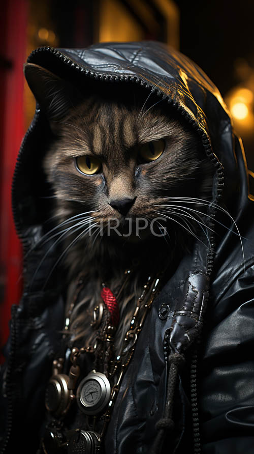 pet fashion streetwear dresses cats in urban outdoor settings