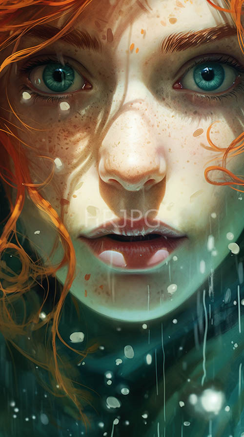 raindrops glisten on skin illuminated by fiery warm light