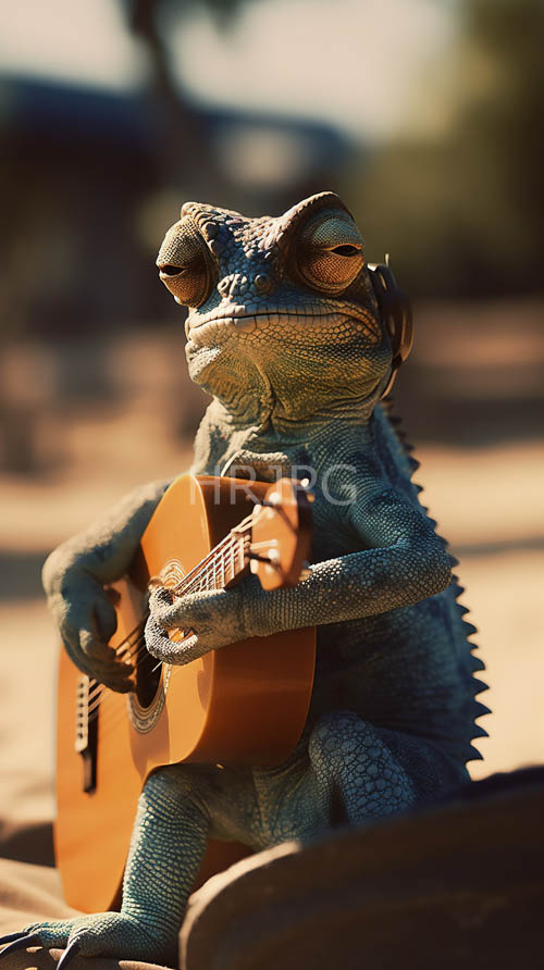 desert dunes echo with bluescaled lizards acoustic melodies under golden hour glow