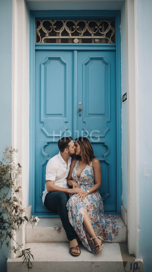 mediterraneaninspired steps connect intimate moments under azure woodwork and lightblue walls