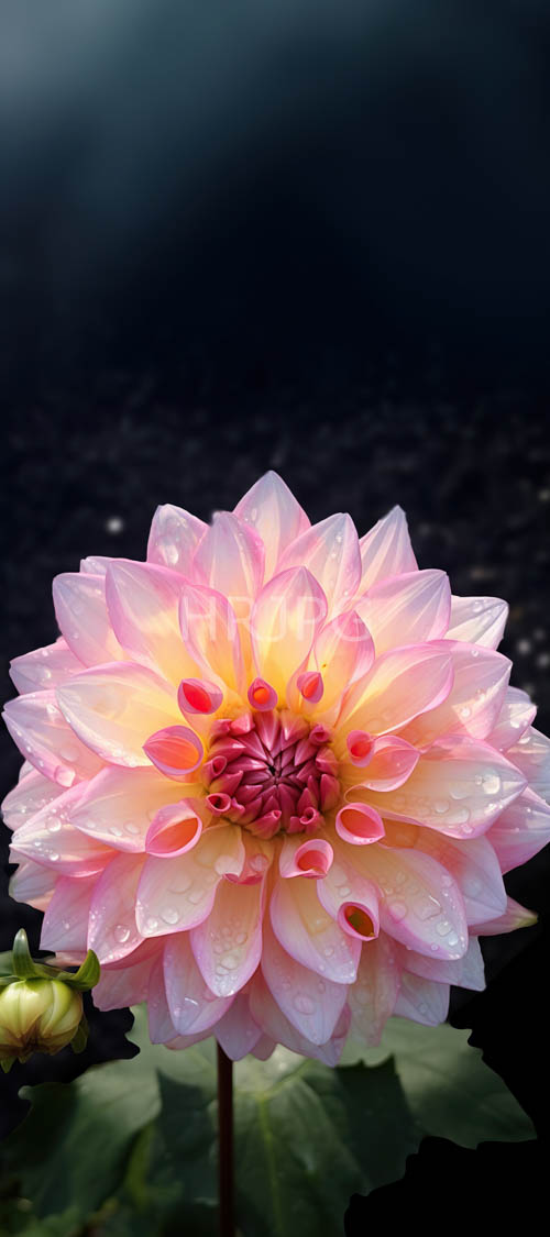 High Resolution: Dahlia Petals Adorned with Water Droplets Geometric Patterns and Moody Background download. | HRJPG.com