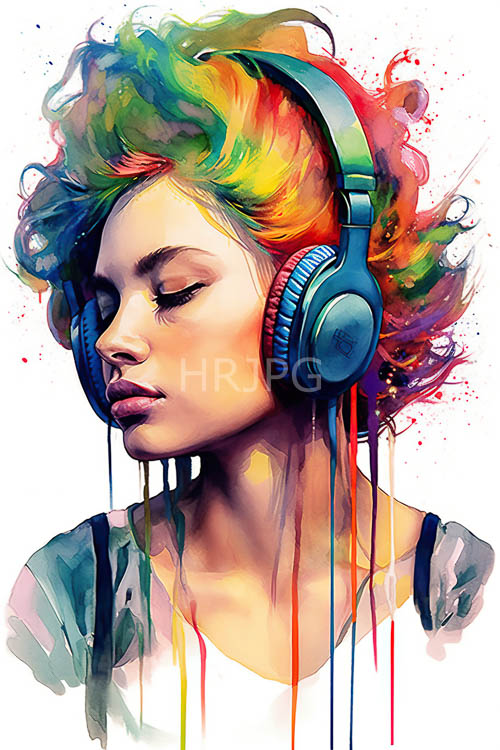 africanamerican womans face defined by paintlike colors in modern watercolor