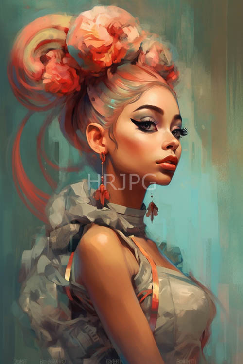 pink braided hair updos feature intertwined green leaves and red blossoms