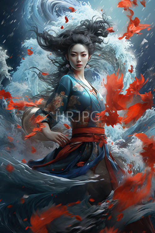 High Resolution: Koi Fish Petals Unfold Amorphous Swirls Through Turbulent Asian Waterscapes download. | HRJPG.com