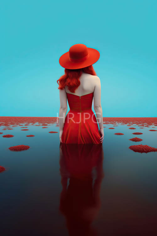 High Resolution: Silk gowns float across shallow azure water surfaces download. | HRJPG.com