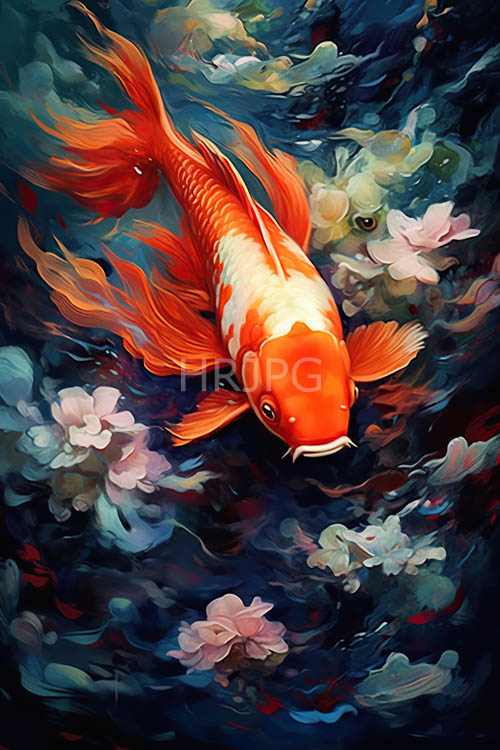 High Resolution: Lotus blossoms float beside orange koi fish swimming serenely download. | HRJPG.com