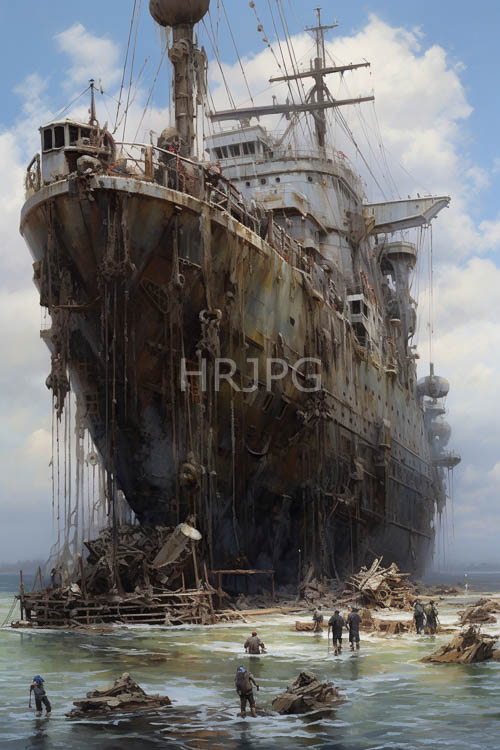 High Resolution: Colossal Maritime Wreckage Scattered Amidst Freezing Icy Waters download. | HRJPG.com