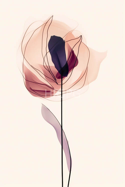 abstract line art depicts minimal rose shapes in modern styles