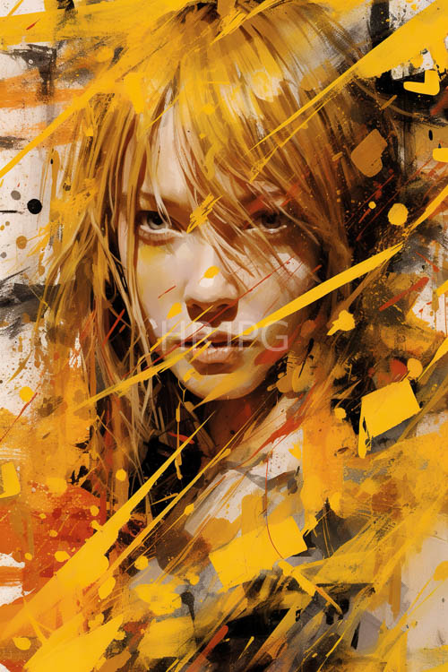 High Resolution: Modern Femininity Unveiled Through Intense Young Woman in Raw Expressionist Canvas download. | HRJPG.com