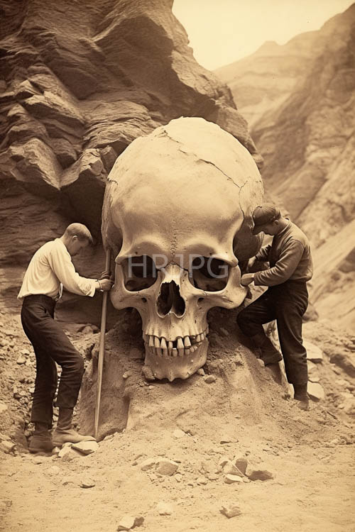 sepia toned archaeological sites reveal ancient human skull bone remains