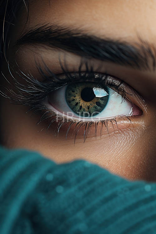 mesmerizing closeup of a right eye defined by unconventional green and yellow irises