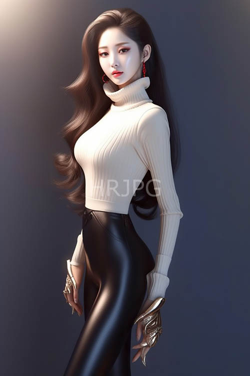 cyberpunk fashion meets futuristic technology in a delicate balance of soft and sharp textures asian woman in a sleek hightech ensemble