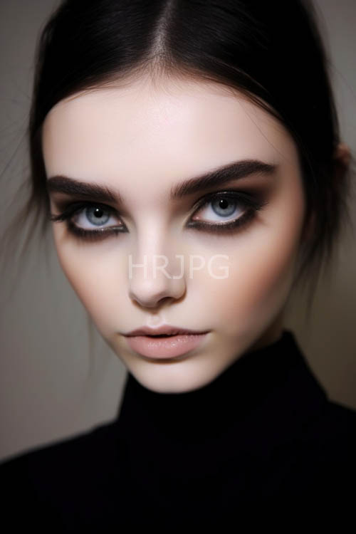 High Resolution: Minimalist dark background tones emphasize soft facial feature lighting download. | HRJPG.com