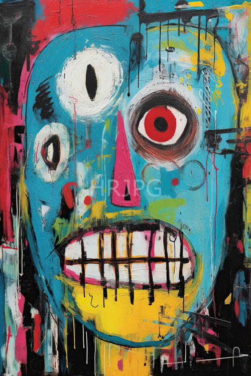 High Resolution: Abstract with Distorted Features and Expressive Eyes on Cool Blue Skin Tone download. | HRJPG.com