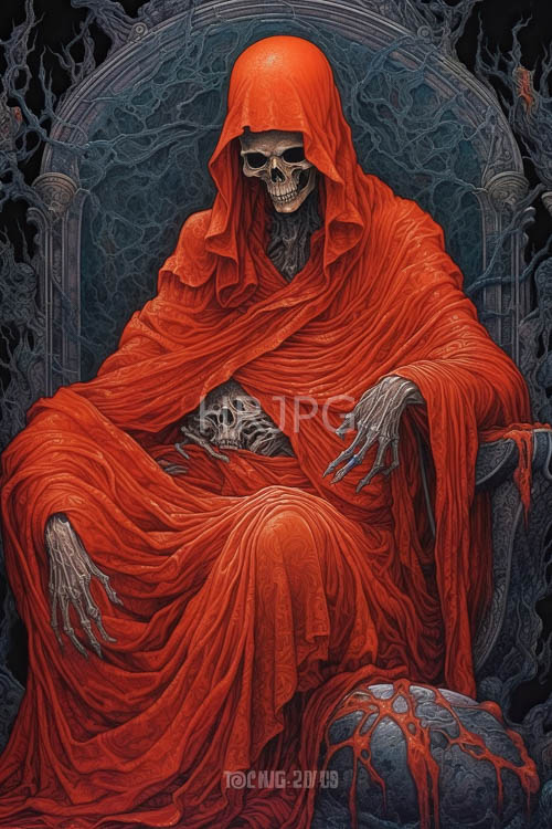 High Resolution: Twisted Vines and Crimson Robes Against Obsidian Background Unfold download. | HRJPG.com